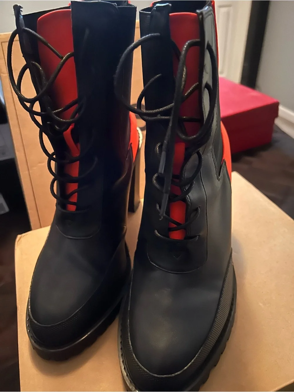 ASOS Black and Orange Chelsea Lug Ankle Boots